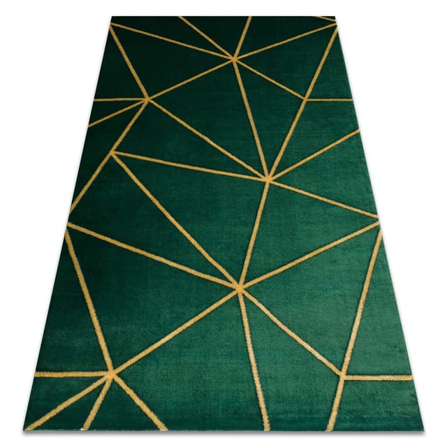 Exklusiv emerald Teppich 1013 glamour, stilvoll geometrisch Flaschengrün / gold green 140x190 cm