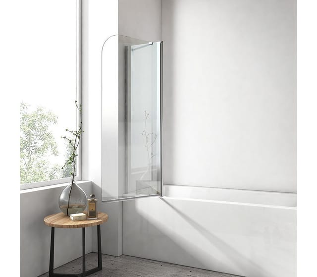 Emke - 100x140cm Badewanne Duschwand schwingen mit fester Verkleidung mit nano einfach-Reinigung Beschichtung Faltwand 6mm Sicherheitsglas