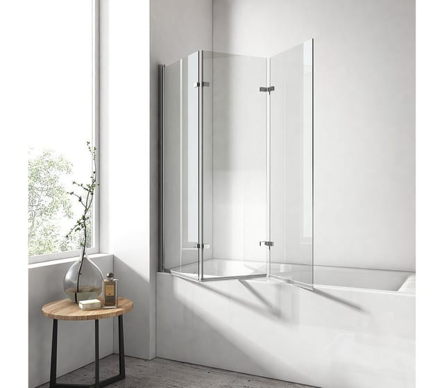 Emke - 120x140cm Badewanne Duschwand 3-teilig faltbar mit nano einfach-Reinigung Beschichtung Faltwand 6mm Sicherheitsglas
