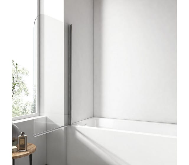 EMKE 70x140cm Badewanne Duschwand mit NANO einfach-Reinigung Beschichtung 6mm Sicherheitsglas (70x140cm, Schwingtür)