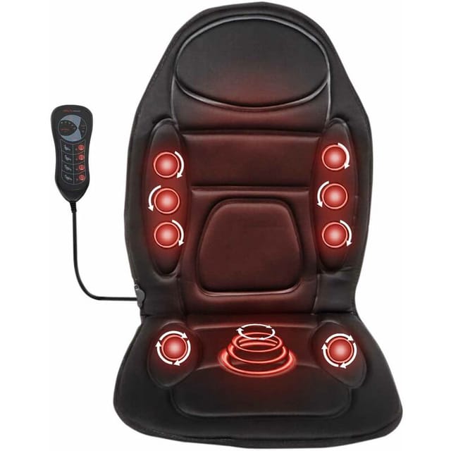 Massagesitzauflage Auto 105x50cm Betrieb über 12V-Zigarettenanzünder mit 5 Vibrationsmotoren und Wärmefunktion Schwarz Sitzheizung Auflage