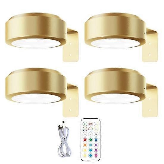 Applique Murale Sans Fil Avec Télécommande, Intensité Réglable, Fonctionne Sur Piles, Éclairage Rgb 13 Couleurs Ajustable – Or Parfait