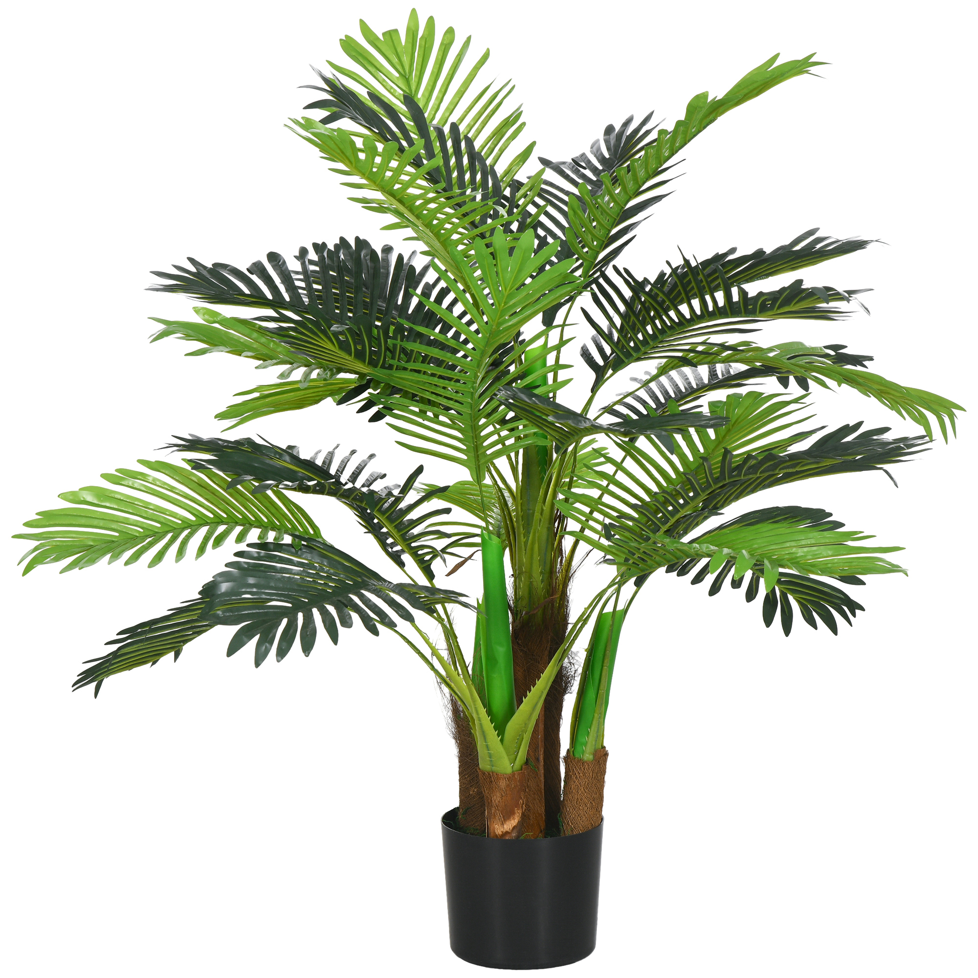 Künstliche Palme, 1 M Hoch, Synthetischer Baum Mit Realistischem Stamm, Flechtenzweigen, Grünem Laub, Inklusive Topf