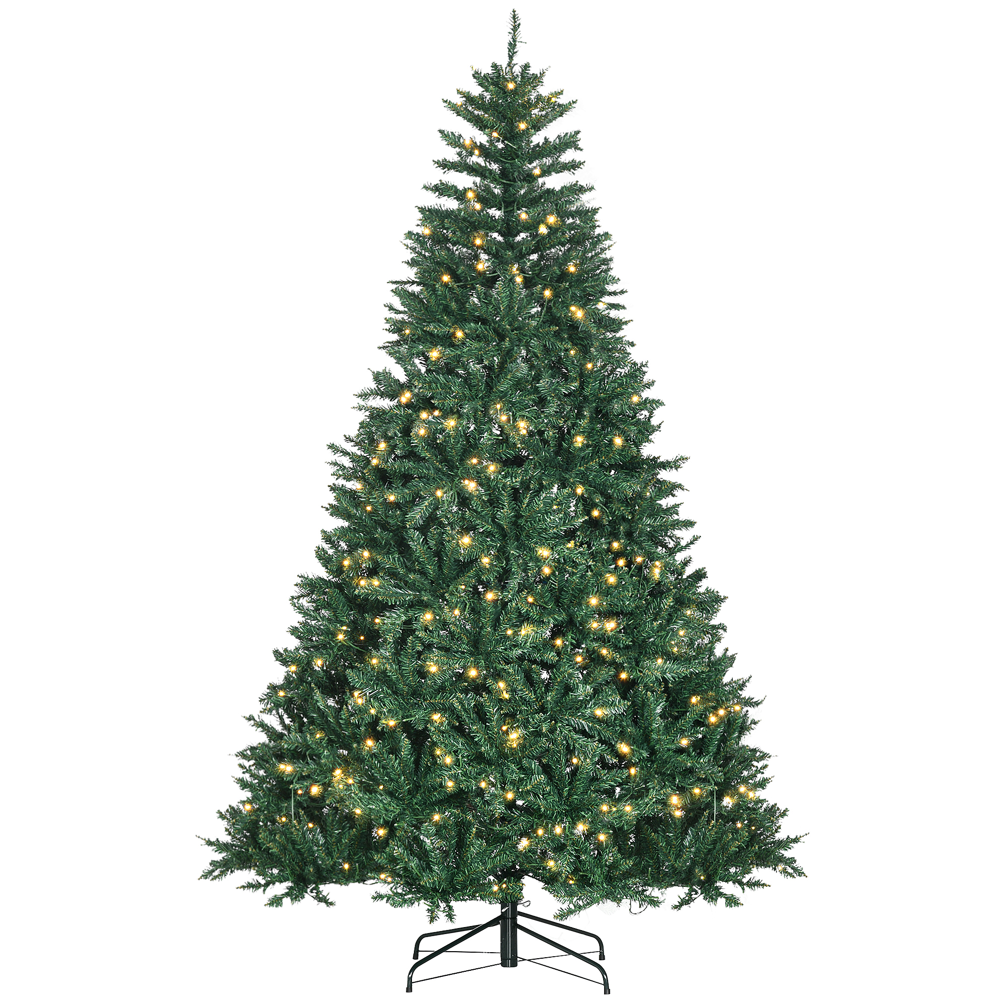 Homcom Künstlicher Weihnachtsbaum Mit Lichterkette, 210 Cm, Warmweiße Leds, 700 Lichtpunkte + Ständer, 2154 Grüne Zweige