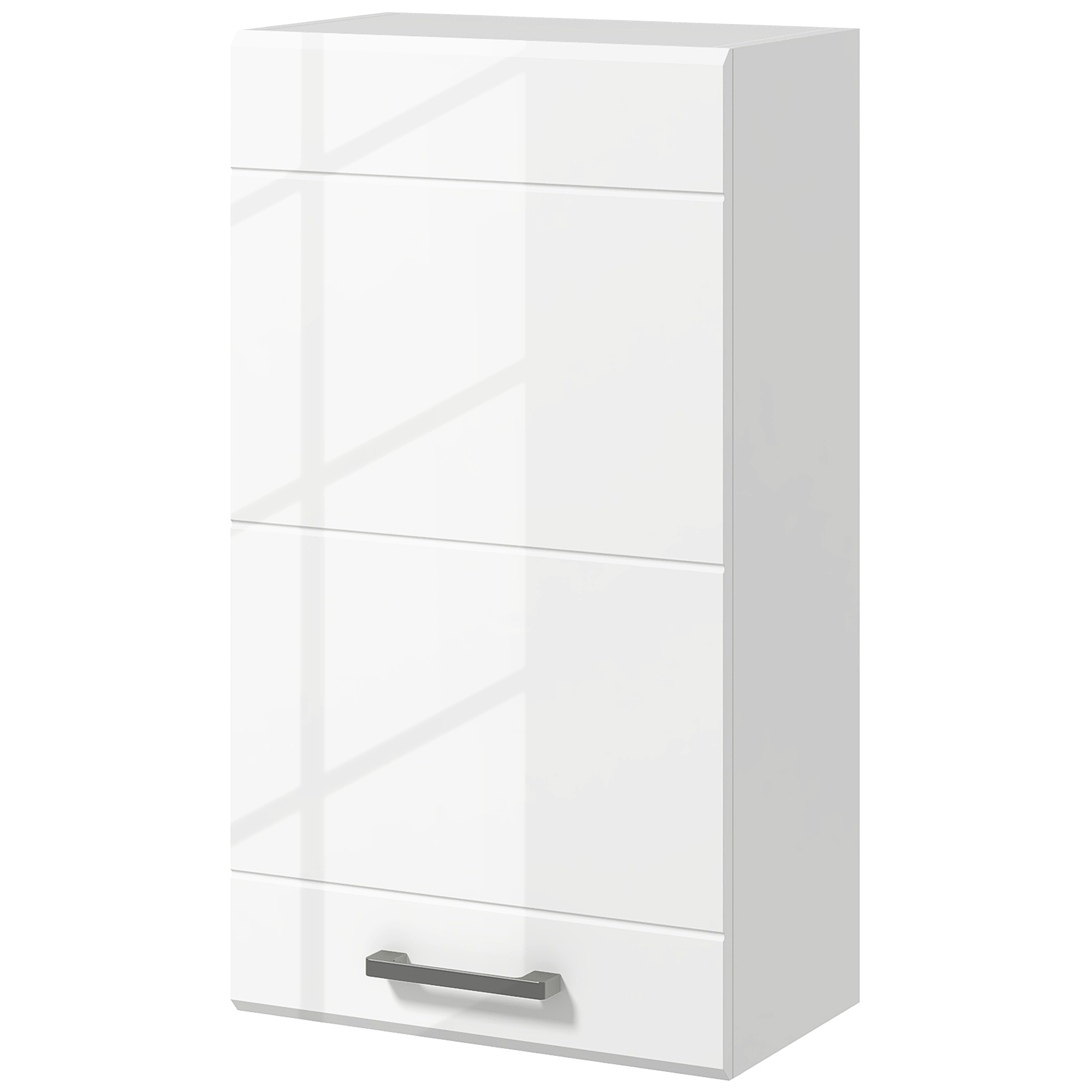 Badezimmer-wandschrank Mit 1 Tür, 3 Verstellbaren Einlegeböden, 37 X 22,5 X 70 Cm, Hochglanzweiß