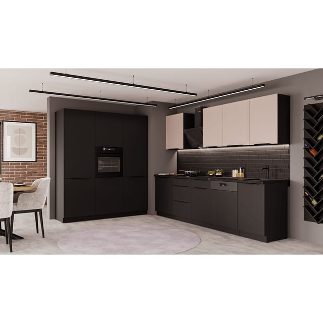Küchen Preisbombe - Küche siena + arona 280 + 180 cm Küchenzeile Küchenblock Einbauküche Kaschmir beige + Schwarz matt