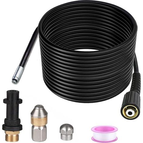 15 M Abflussreiniger Für Hochdruckreiniger – 180 Bar Druck – 60 °c Temperatur – Inklusive Kugel- Und Rotationsdüsen – K2-k7