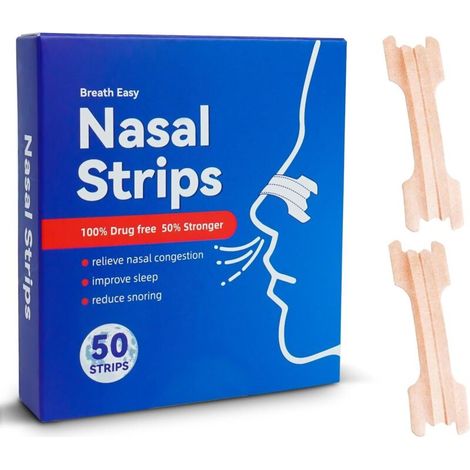Nasenpflaster, 50 Stück, Wirksames Mittel Gegen Schnarchen, Schlafhilfe, Reduziert Schnarchen, Lindert Verstopfte Nase Und Allergien, Die Durch Eine Laufende Nase Verursacht Werden