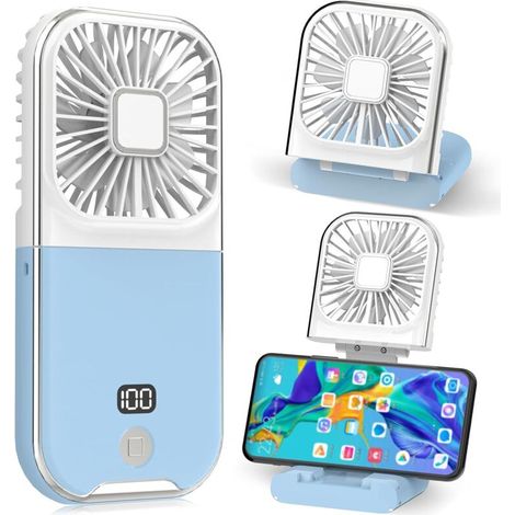 Taschenventilator – 3000 Mah Akku – 180° Faltbar – 4 Geschwindigkeitsstufen – Für Büro Und Outdoor-aktivitäten – Blau – 16,5 X 7,7 X 2 Cm