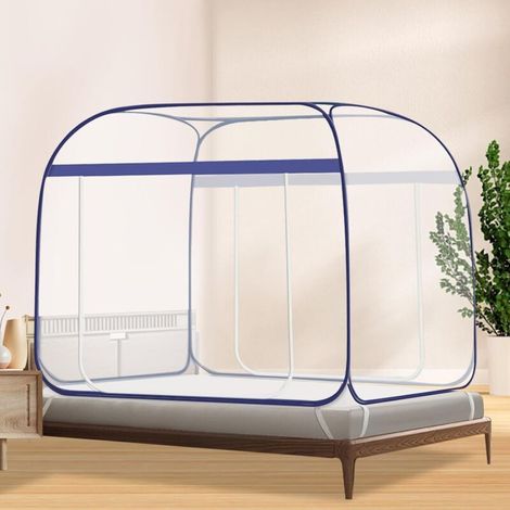 Tragbares Moskitonetz Für Gartenbett, Kingsize (200 X 183 Cm, Blau)