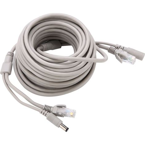 Rj45- Und Stromkabel 5 M/10 M/15 M/20 M – Cat 5 Für Ip-kameras Und Nvr-systeme – 10 Mbit/s/100 Mbit/s – Rj-45- Und 2,1-mm-stecker – 10 Mbit/s/100 Mbit/s