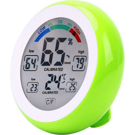 Drahtlose Elektronische Innen-/außen-thermometer-hygrometer-einheit, Runder Lcd-touchscreen, Grüne Wetterstation Ud02