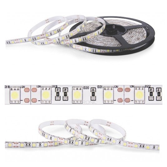 Nextec Led-streifen 12v Smd 5050 – 300 Leds, Ip63, Rgb, Weißes Substrat, Rolle 5m/10m