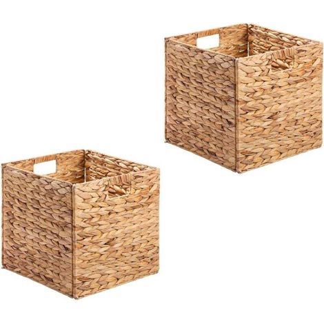 Set Aus 2 Faltbaren Wasserhyazinthenkörben, Aufbewahrungsbox In Naturfarbe, 32 X 32 X 32 Cm