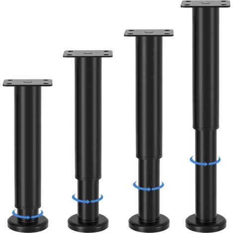 Höhenverstellbare Möbelfüße, Von 18 Bis 30 Cm Verstellbar, Aus Schwarzem Metall, Für Schränke, Tv-möbel, Betten, Sofas, Nachttische, Stühle Und Badezimmermöbel.