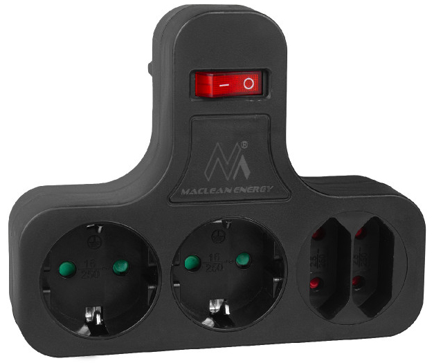 Maclean Mce224 G/b Schuko Vierfachsteckdosenverteiler Mit 4 Steckdosen