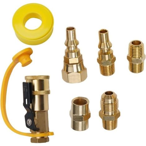Propangas-schnellanschlussset Für Wohnmobile, 3/8" X 1/4" Bördelanschluss Mit Absperrventil, Grilladapter, Für Niederdruck-gasgeräte