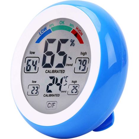 Drahtloses Innen-/außenthermometer Mit Hygrometer, Runder Lcd-touchscreen, Blaue Wetterstation Ud02