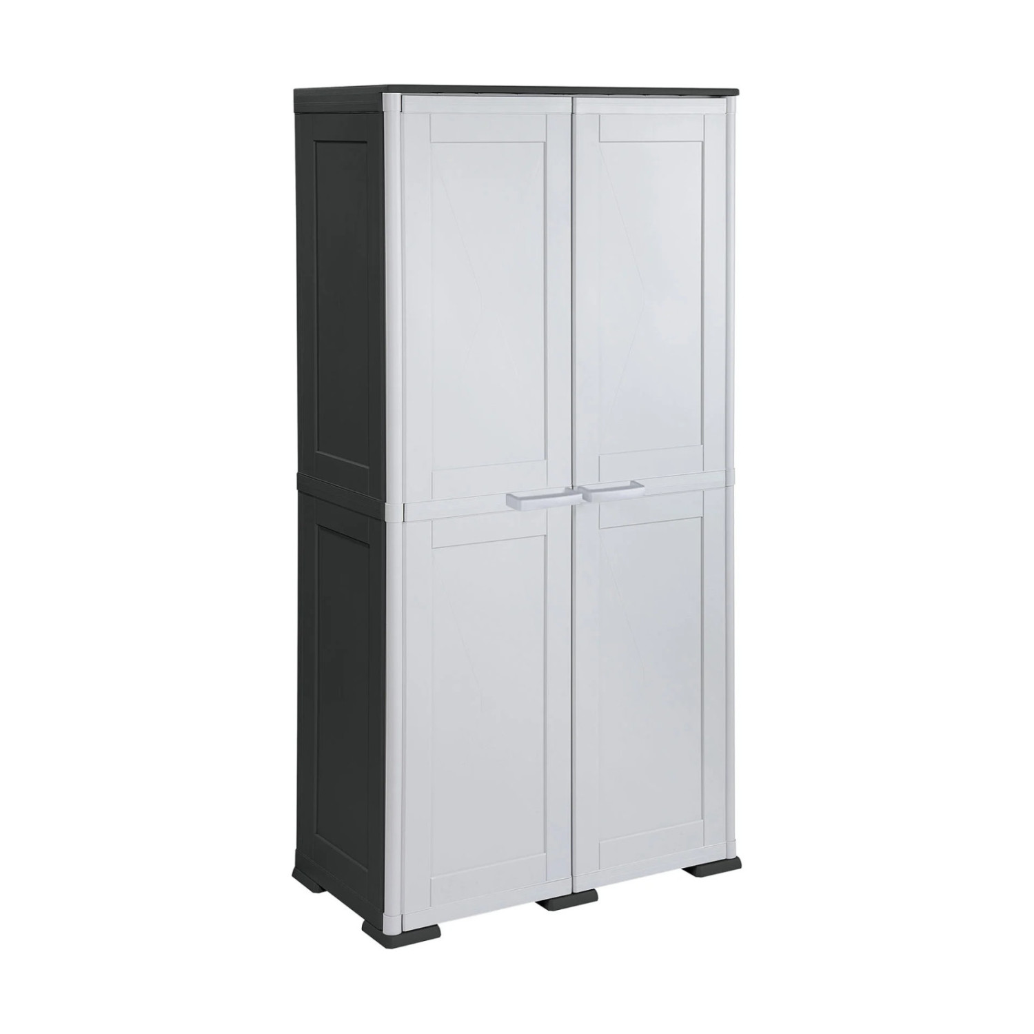 Tontarelli Schrank Simplex Omnimodus 2 Türen 4 Innenfächer Besenfach Grau 79x43x164 Cm