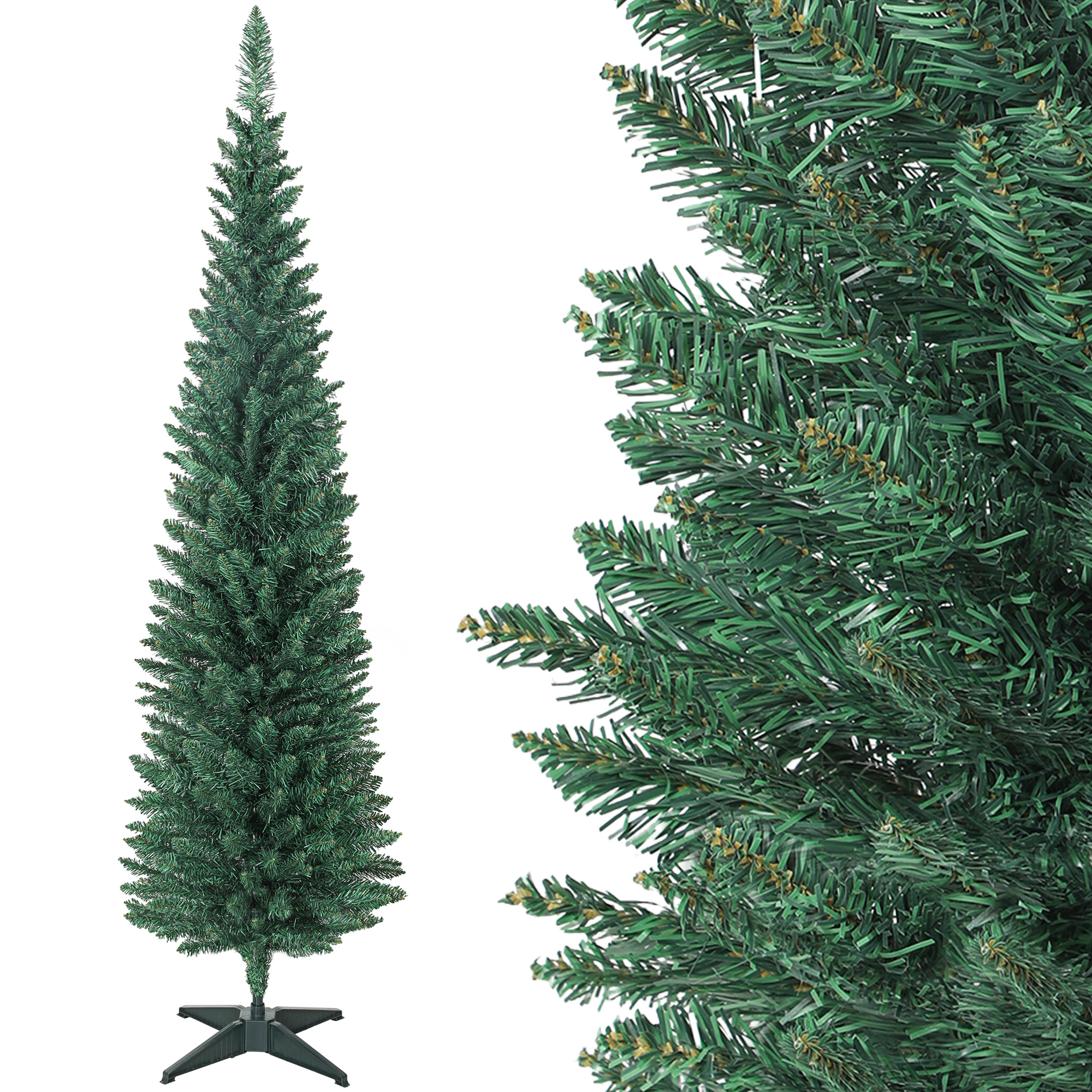 Künstlicher Weihnachtsbaum, 180 Cm, Schlanker Weihnachtsbaum, 321 Zweige, Einfach Aufzubauen Und Zu Verstauen, Für Zuhause Oder Büro, Grün