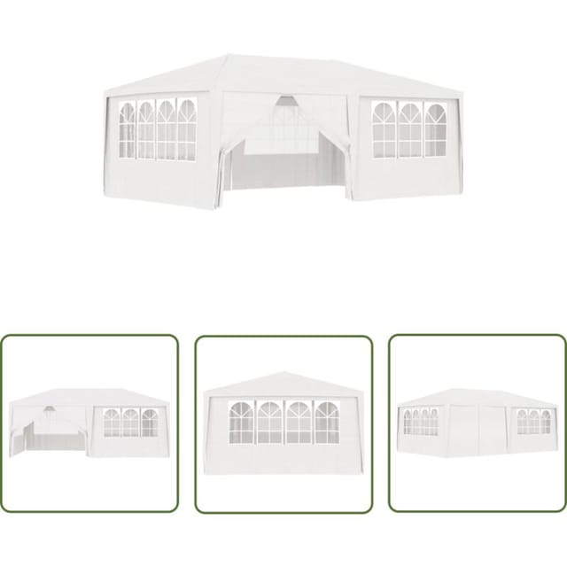 The Living Store Profi-Partyzelt mit Seitenwänden 4×6 m Weiß 90 g/m² - Partyzelt - Gartenpavillon - Outdoor-Zelt - Feierzelt - Grillplatzüberdachung