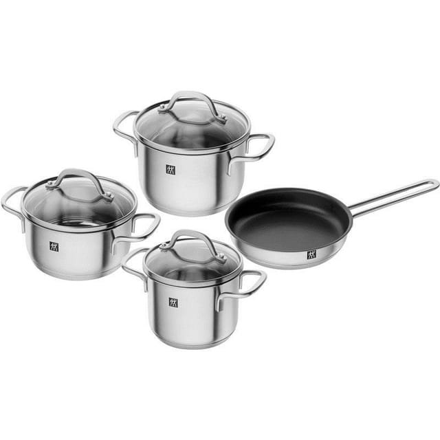 Zwilling Set aus Edelstahlpfannen mit matter Oberfläche