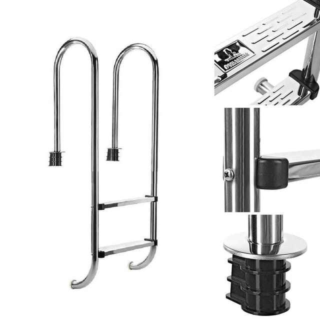 PL002 Schwimmbadleiter mit 2 Sprossen aus Edelstahl 304SS, 133cm, Schwimmbadtreppe mit 2 Stufen. - Bc-elec