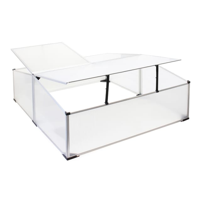Doppel Frühbeet Gewächshaus aus Aluminium, 100 x 120 x 40 cm, Gemüsebeet mit arretierbarem Dach und 3 Flügeln, witterungsbeständig, UV-Schutz - Wiltec