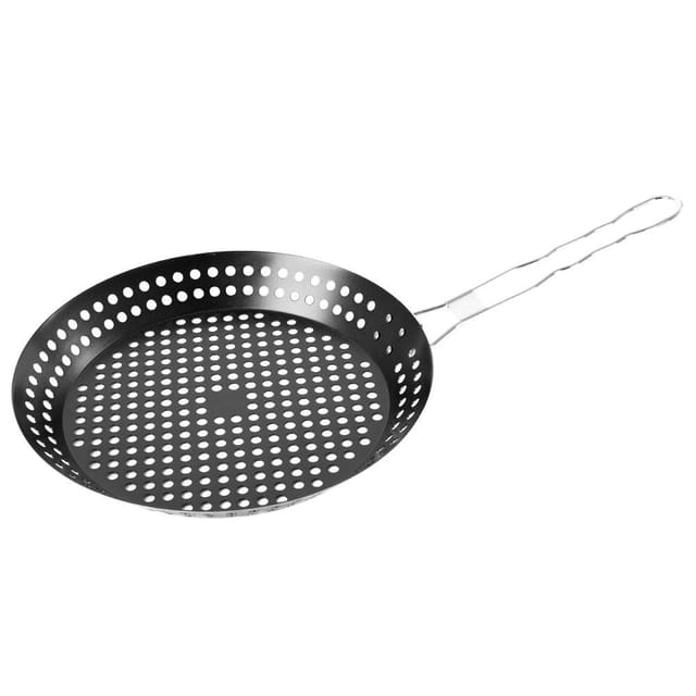 Grill pan non stick perforated surface long handle