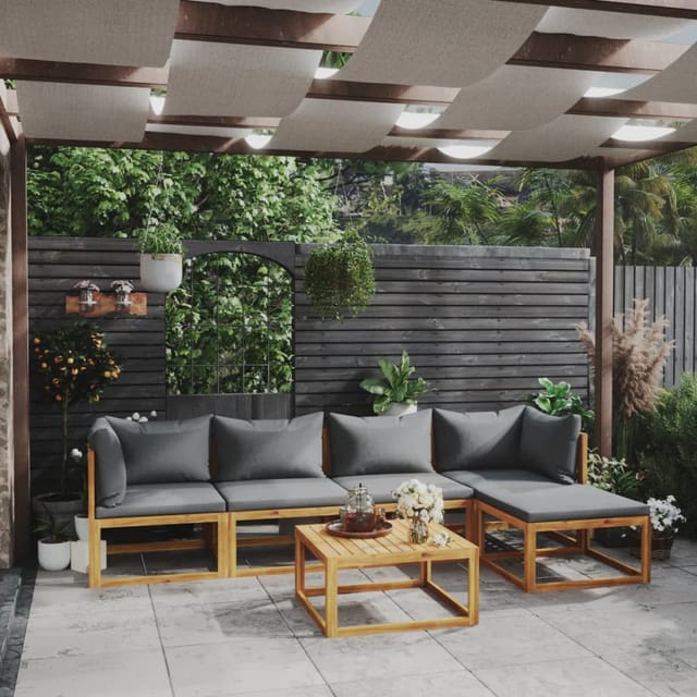 6-tlg. Garten-lounge-set Mit Auflagen Massivholz Akazie - Vidaxl