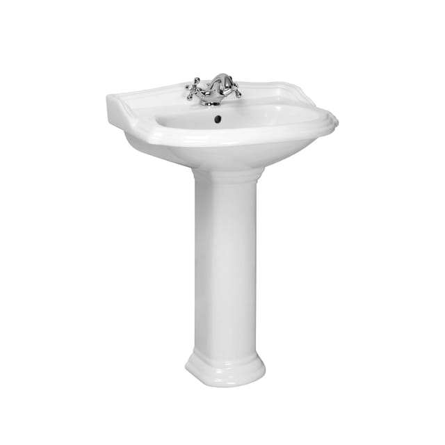 Kerra - Klassisches Stand-Waschbecken mit Sockel Keramik abery 58 cm