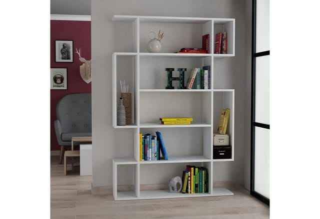 Decortie Mito Modernes Bücherregal Vitrine Weiß Groß 161cm