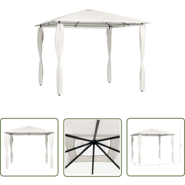 Longziming - The Living Store Pavillon Mit Pfostenabdeckungen 3x3x2,6 M Creme 160 G/m² - Pavillon - Gartenzelt - Outdoorzelt - Sonnenschutz - Grillparty