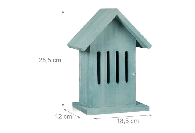 Schmetterlingshaus hängend, Insektenhotel für Garten, Balkon, Distelfalter, HxBxT: 25,5 x 18,5 x 12 cm, türkis - Relaxdays