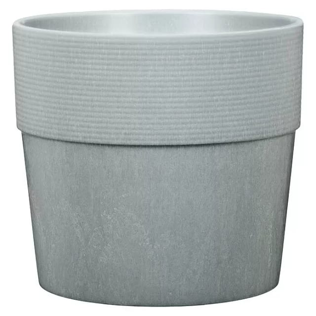 Scheurich - Groove+ 30, Pflanzgefäß/Pflanzkübel, rund, aus Kunststoff Farbe: Concrete, 28,5 cm Durchmesser, 26,2 cm hoch, 11 l Vol.