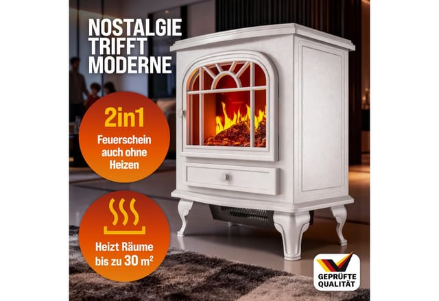 Monzana® Elektrokamin Kaminfeuer 2000W 2 Heizstufen Elektroheizung Heizlüfter elektrisch Elektroofen Elektrokamin 60x28x50cm led Flammen Dekokamin