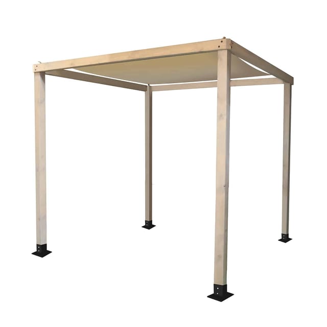 Garten-Pergola aus behandeltem Holz für den Außenbereich Chillvert Corinto mit Plane und 4 Pfosten 255x255x225 cm Weiß und Beige