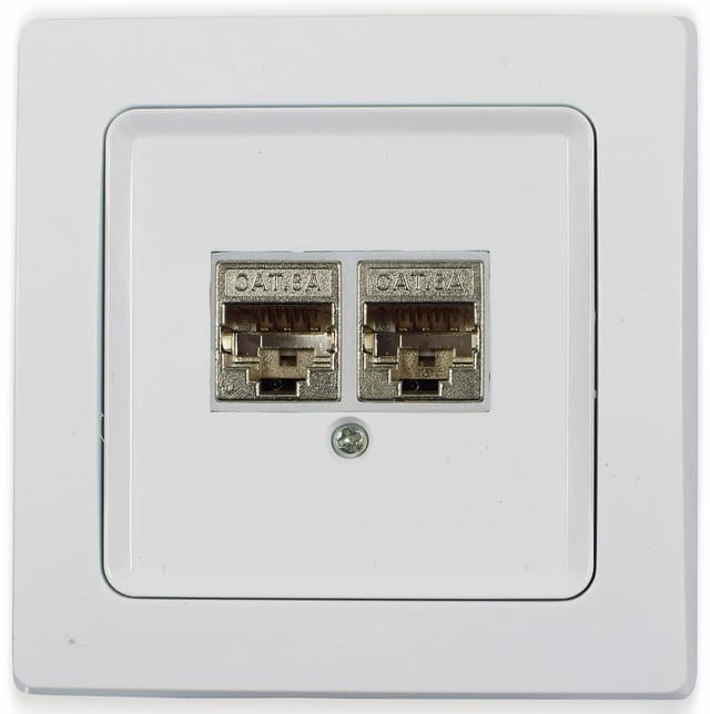 Delphi RJ45-Doppeldose, CAT.6, weiß