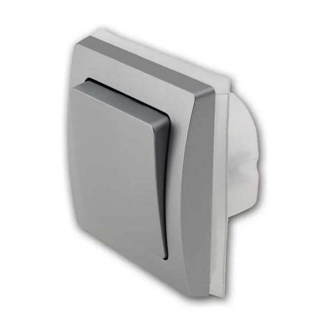 Delphi Wechsel-Schalter IP44 250V/ 10A, inkl. Rahmen, up, silber