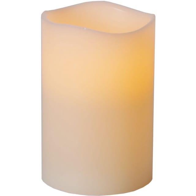 Star Trading - led Echtwachskerze 'Big', Batterie und Timer, flackernd, creme, 15cm
