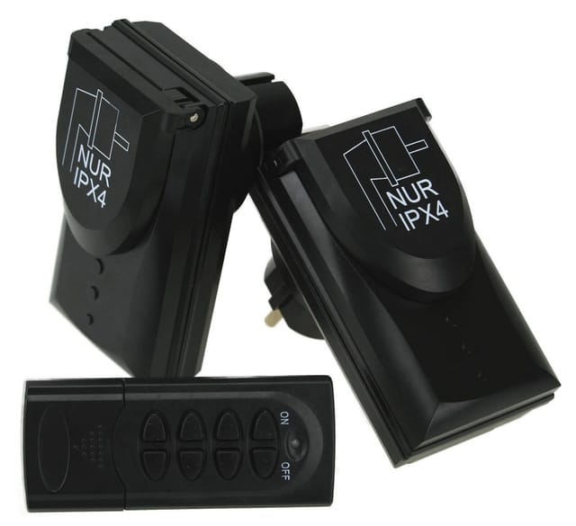 Outdoor Funksteckdosen Set IP44 zwei Steckdosen mit Fernbedienung
