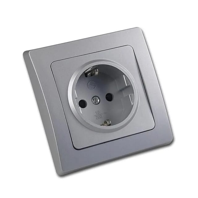 Delphi up Schutzkontakt-Steckdose 250V 16A Rahmen Silber