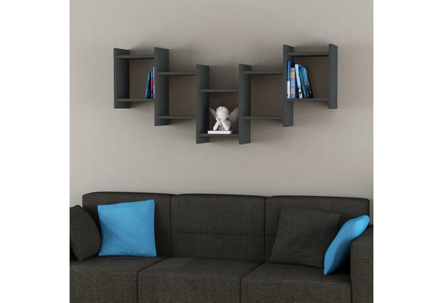 Decortie - Bat Modernes schwebendes Regal Anthrazitgrau 64cm hoch - Anthracite Grey
