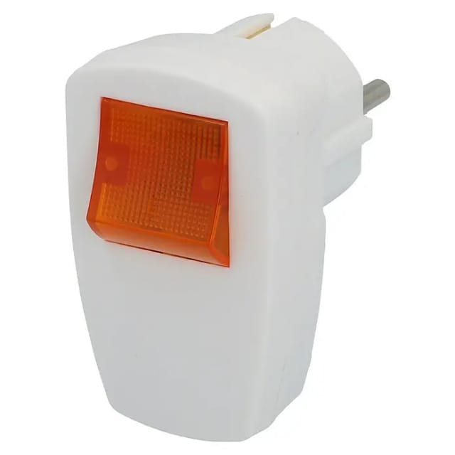 Unitec 44084L Schuko-Stecker, pvc mit Ausschalter, beleuchtet, weiß