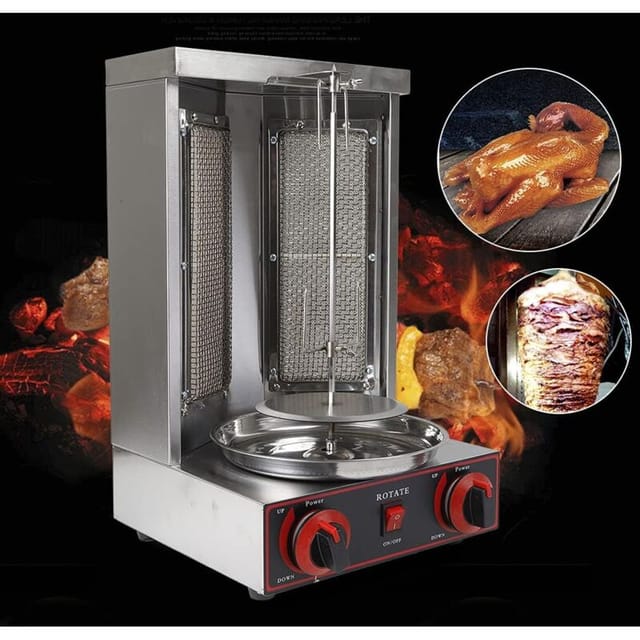 Vertikalgrill, Edelstahl-Gasgrill 3000 w, Hängegrill, Tischgrill, Huhn, Gyros, Kebab, Bratspieße, Fleischspieße, Multigrill für zu Hause