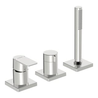 Hansa Stela Einhebelmischer Fertigmontageset für Wanne/Brause 5731 Rosette eckig Chrom