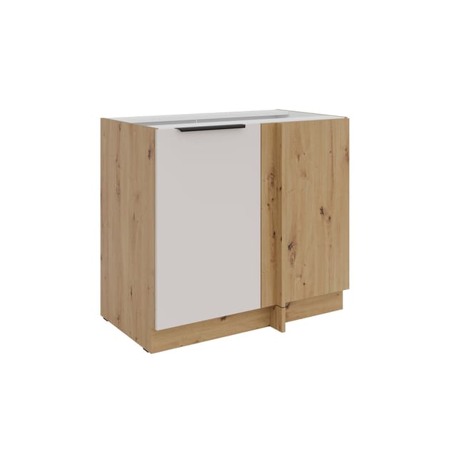 Küchen Preisbombe - Küchen Eckunterschrank 105 cm Küche solano Kaschmir beige matt + Eiche Artisan matt Küchenzeile Küchenblock Einbauküche