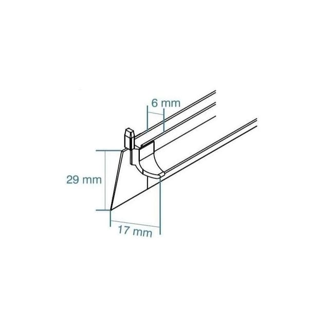 Türdichtung unten Doppellippe für Glas 6mm, 1155mm