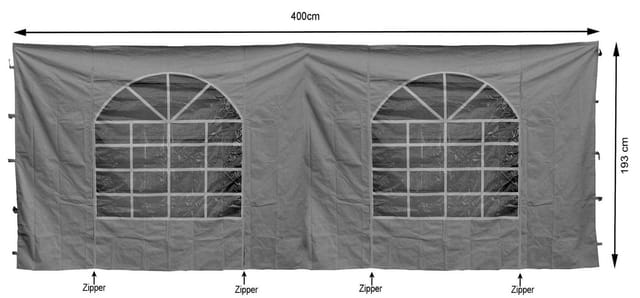 Quick-star - 2 Seitenteile mit pvc Fenster 300x193cm / 400x193cm für Pavillon Sahara 3x4m Seitenwand grau