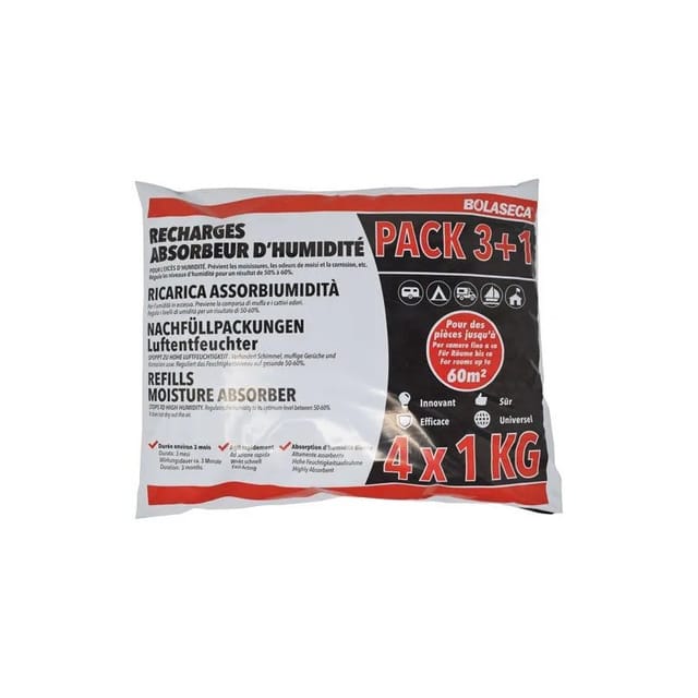 Nachfüllpackung Feuchtigkeitsabsorber 4 mal 1kg